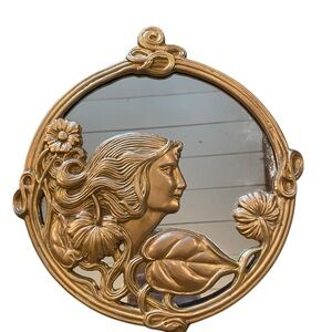 Antique / Vintage French Art Nouveau/Art Deco Lady Maiden Mirror 20s -30s